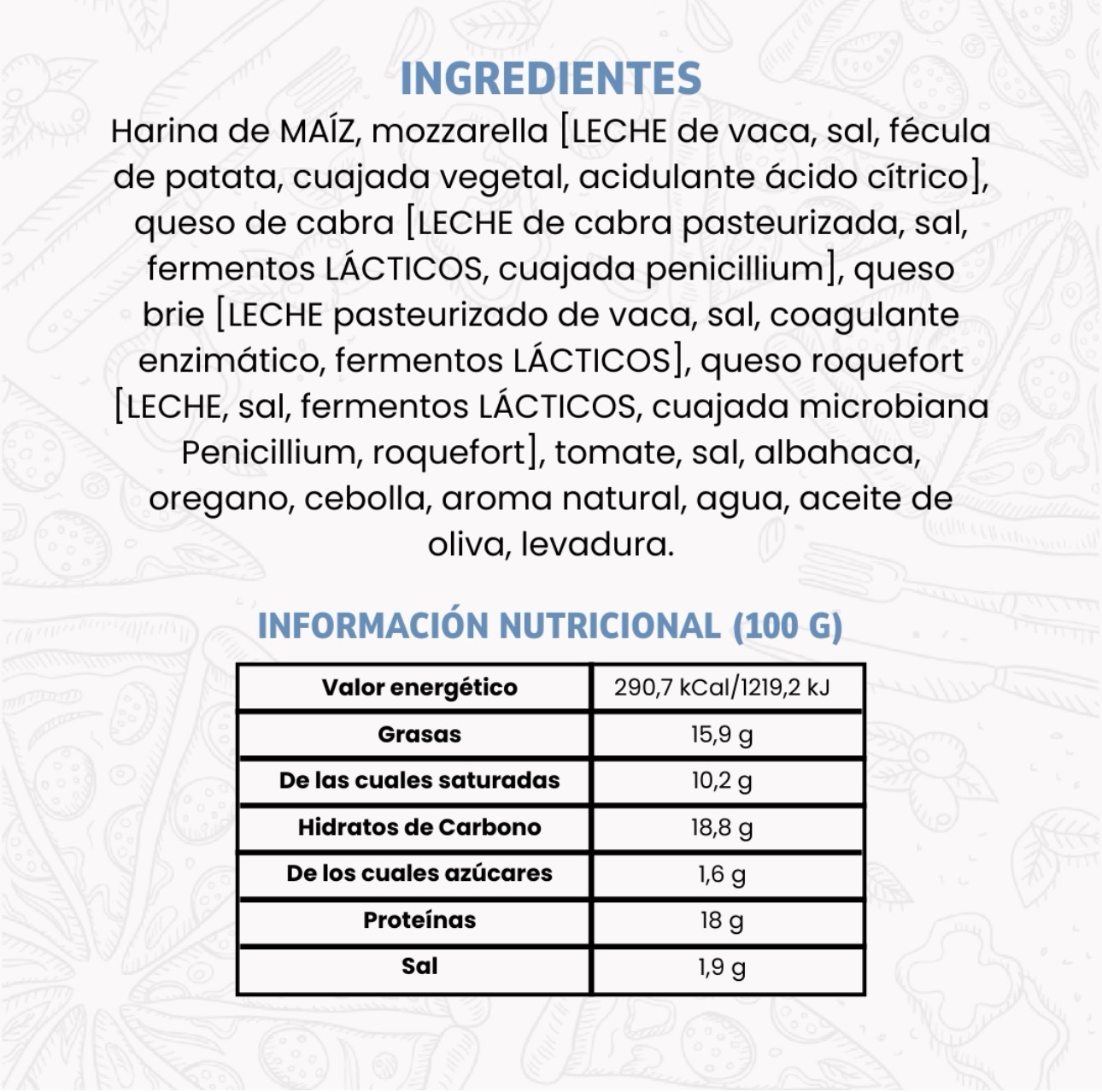 Diet Pizza Cabra Brie Y ROQUEFORT 480g NEW - Imagen 2
