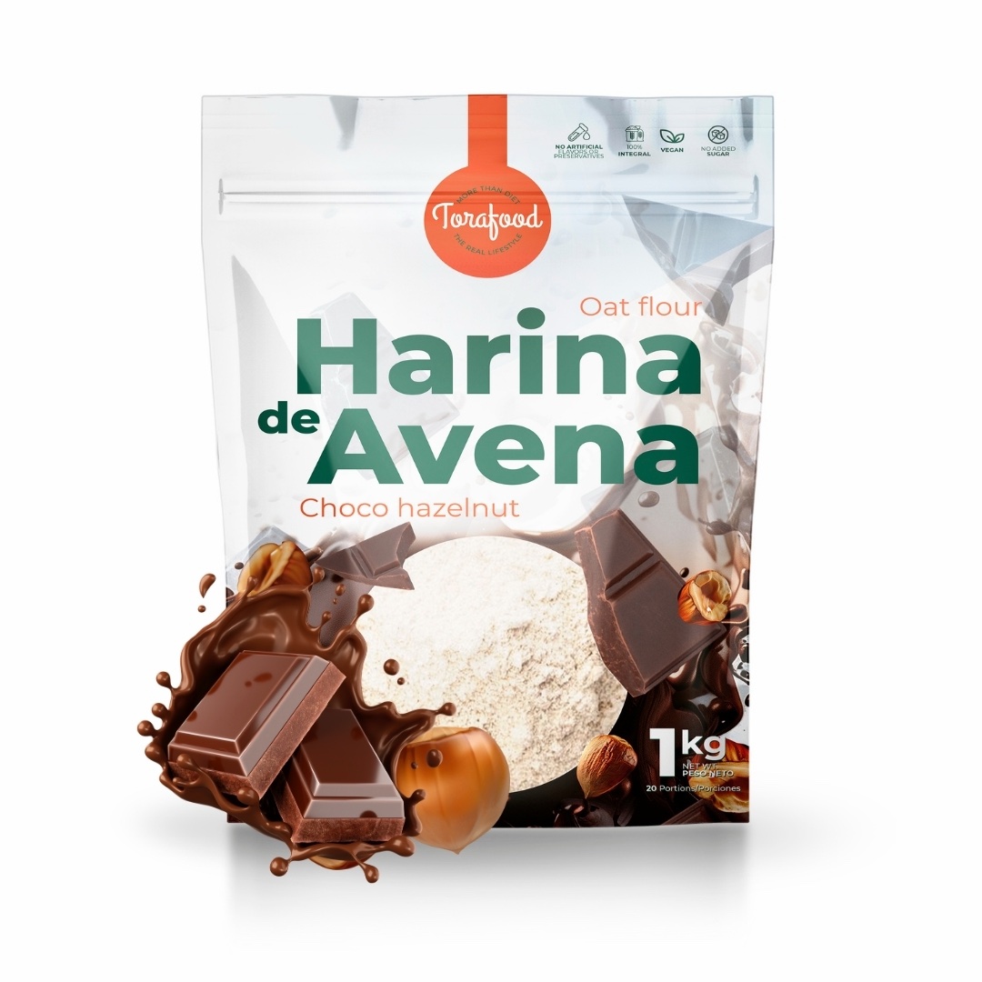 Harina de Avena en polvo | Sabor Chocolate Avellana | 1KG SIN GLUTEN